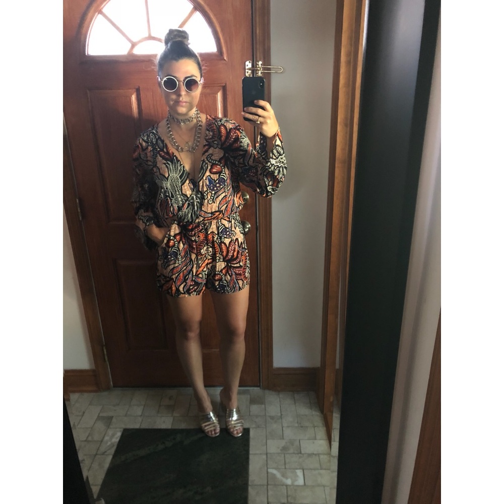 Long Sleeve Print Romper